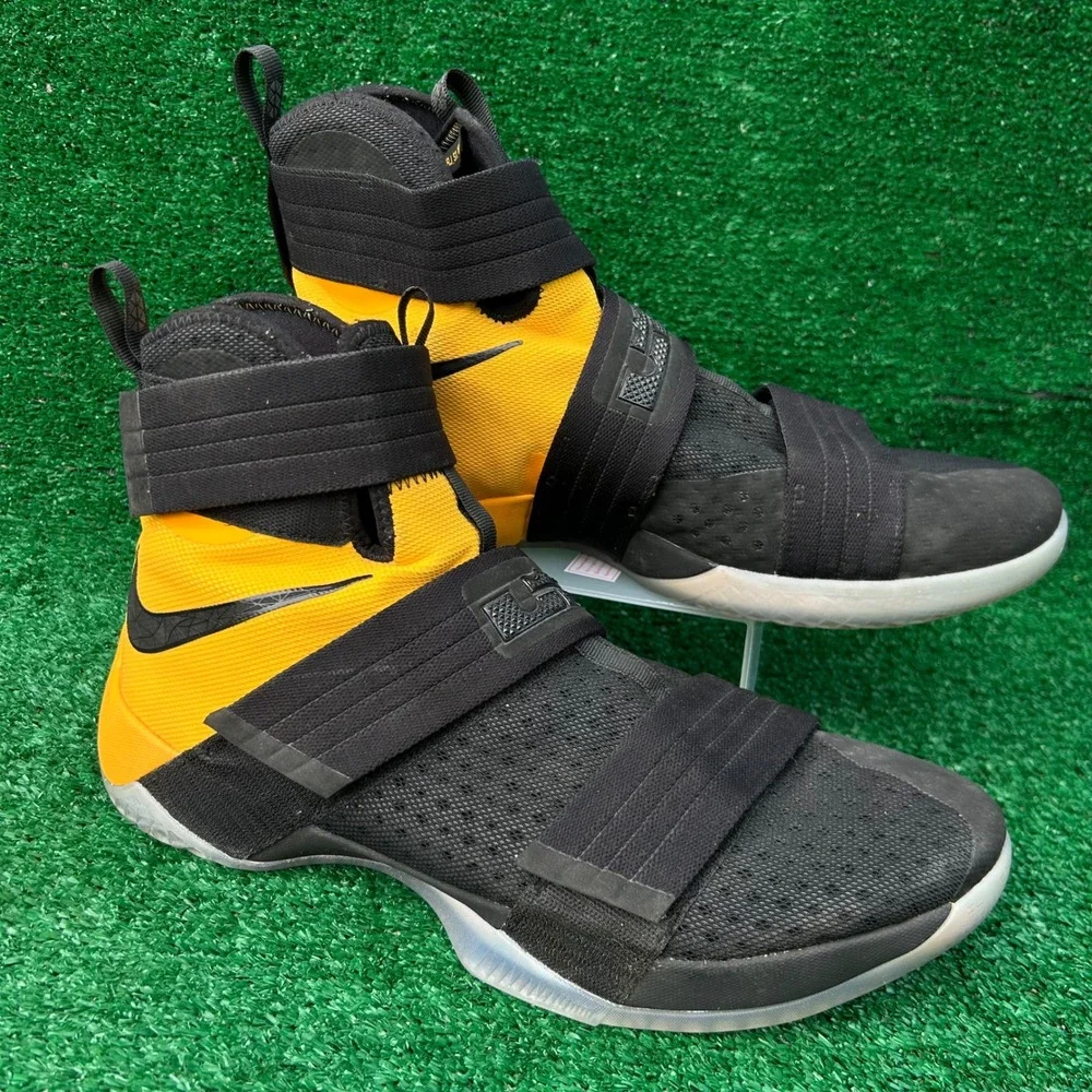 Nike LeBron Soldier 10 SFG Black University Gold Basketball Shoes 844378-007 14‎